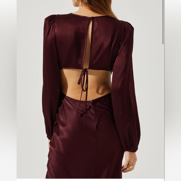 Astr the label Burgundy Beautiful SLEEVE MIDI DRESS - Picture 4 of 4